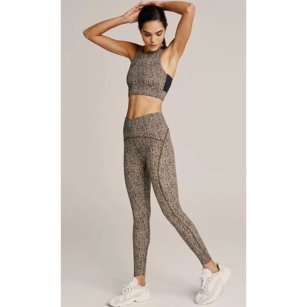 Varley Leopard Active Set Sports Bra Leggings Animal Print M L